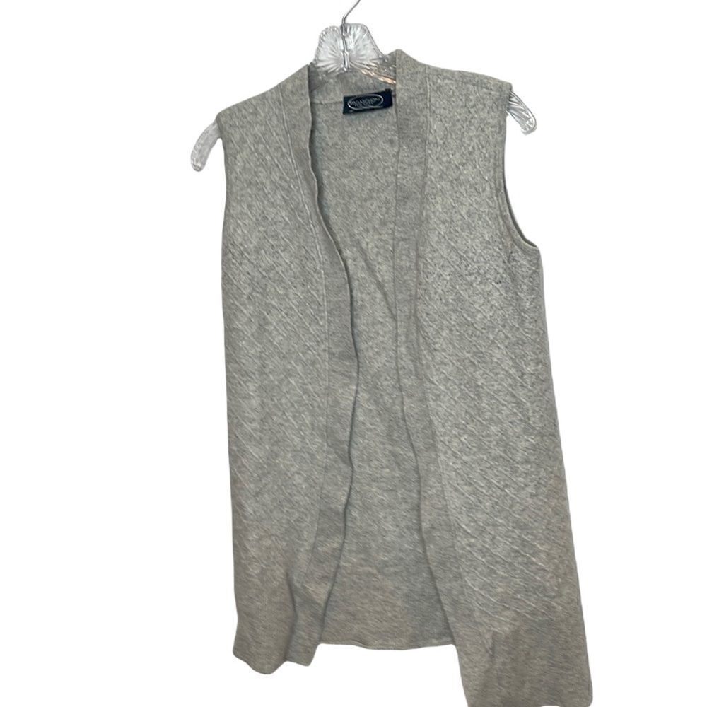 Magaschoni New York 100% Cashmere Grey Open Sweater Vest.